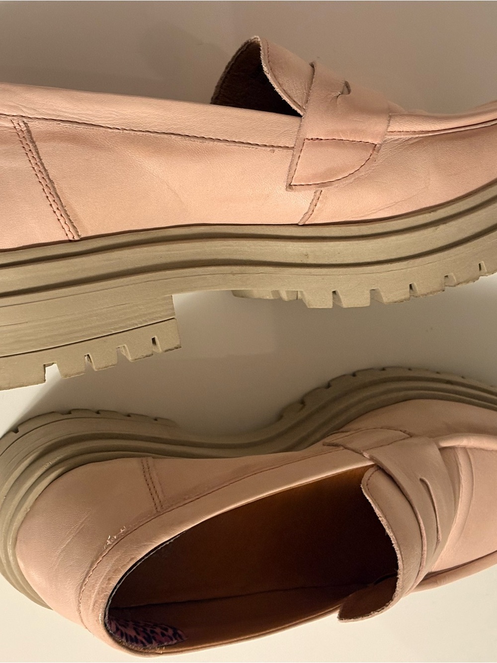 Miz Mooz Blush Pink Leather Platform Penny Loafers - Picture 3 of 8